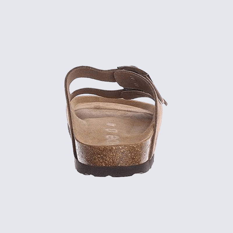 Mules Rohde, Mules double bride réglable et semelle anatomique homme camel suède