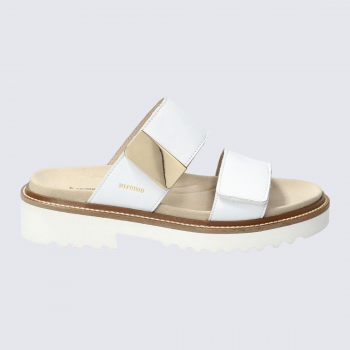 Mule Mephisto, Mule élégante et confort souple pour femme en cuir blanc
