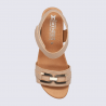 Sandales Mephisto, sandales compensées avec bijou décoratif et semelle souple femme en cuir beige Sandales Mephisto, sandales compensées avec bijou décoratif et semelle souple femme en cuir beige