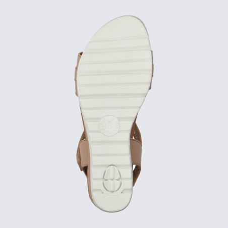 Sandales Mephisto, sandales compensées avec bijou décoratif et semelle souple femme en cuir beige Sandales Mephisto, sandales compensées avec bijou décoratif et semelle souple femme en cuir beige