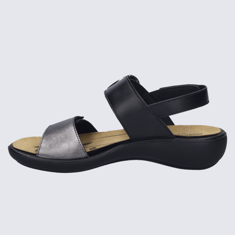 Sandales Josef Seibel, Sandales bride boucle femme en cuir lisse basalt