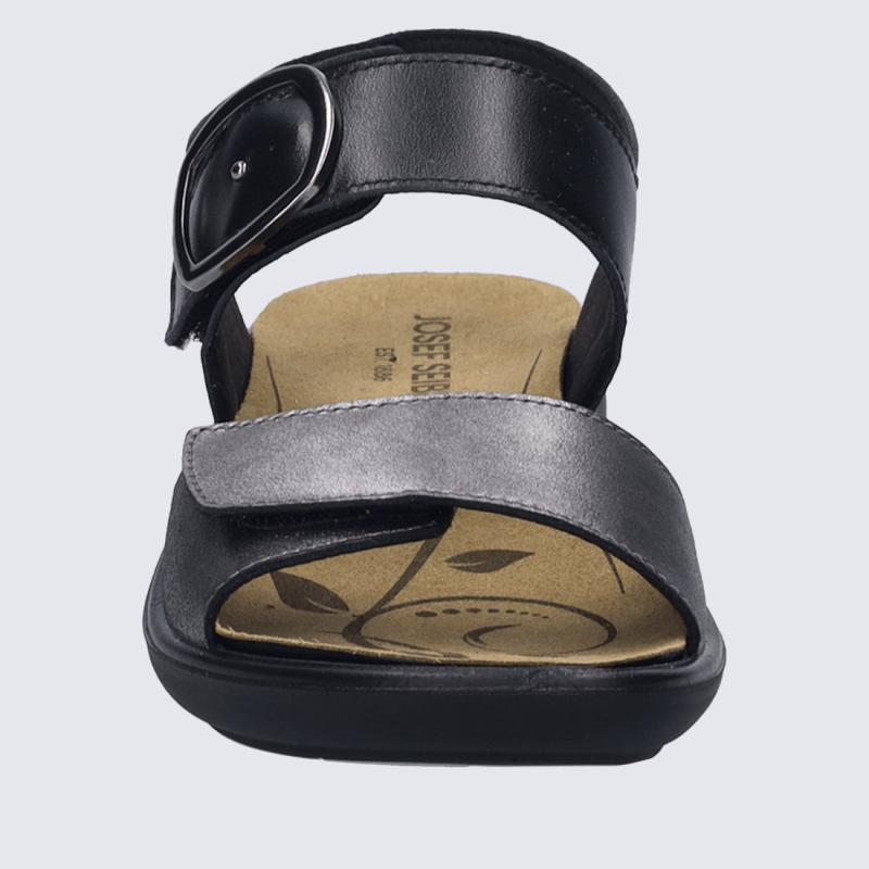 Sandales Josef Seibel, Sandales bride boucle femme en cuir lisse basalt