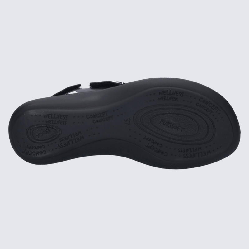 Sandales Josef Seibel, Sandales bride boucle femme en cuir lisse basalt