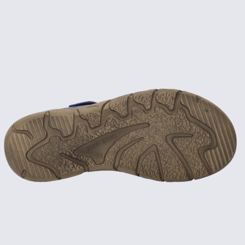 Sandales Josef Seibel, Sandales confortables avec semelle Rubflex femme en cuir nubuck bleu foncé