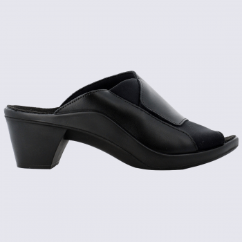Mules Josef Seibel, Mules avec soutien plantaire chic pour femme cuir noir