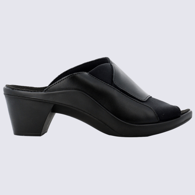 Mules Josef Seibel, Mules avec soutien plantaire chic pour femme cuir noir