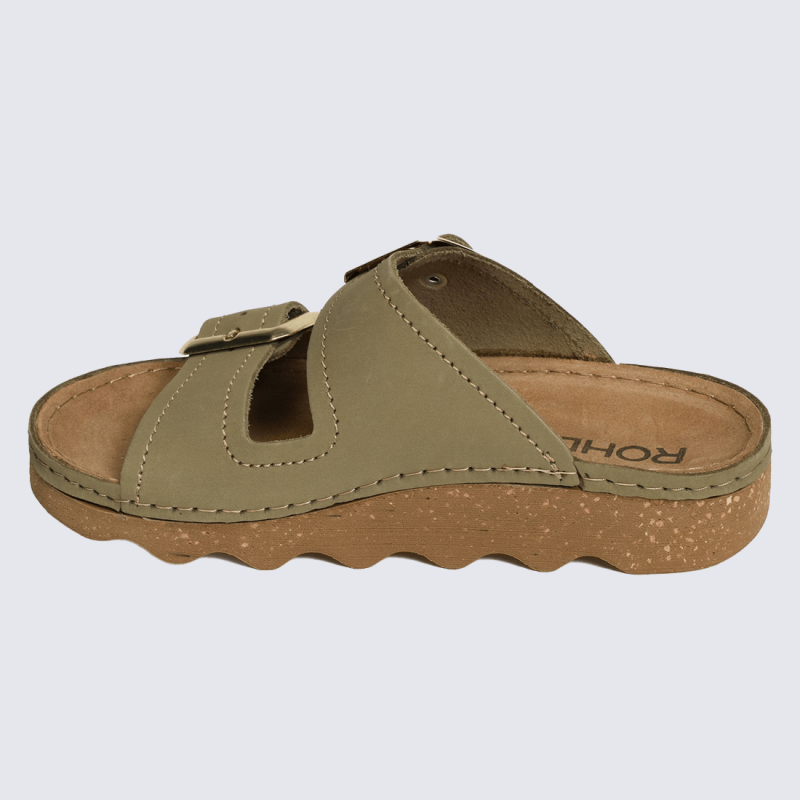 Mules Rohde, Mules double boucle femme en synthétique vert pesto