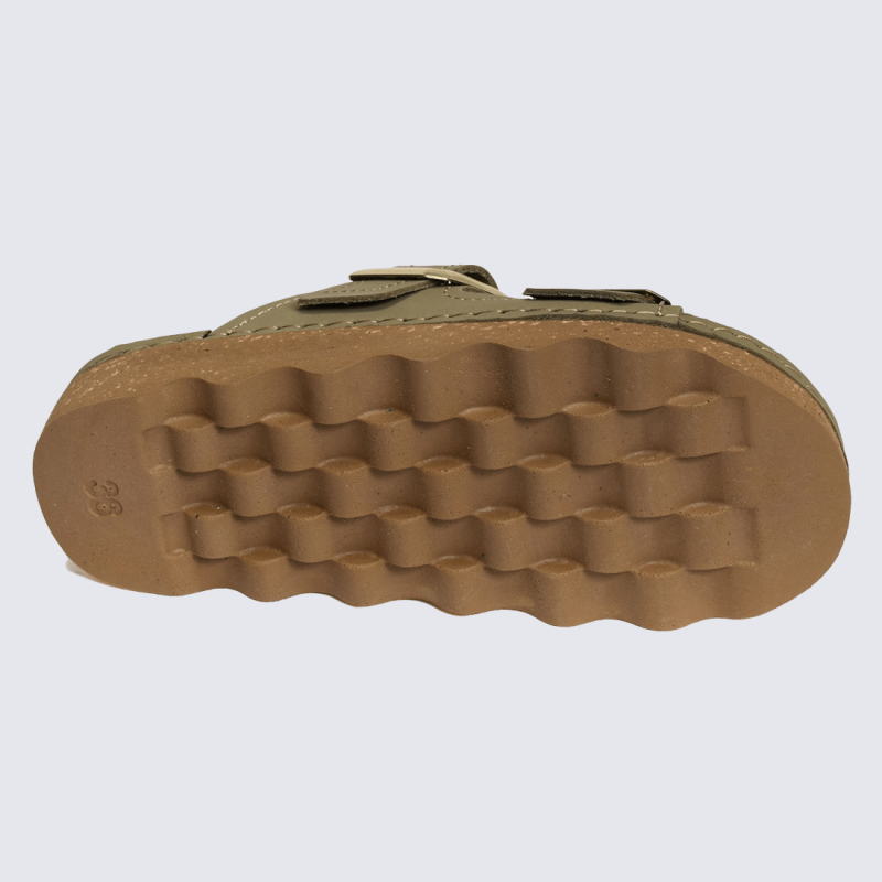 Mules Rohde, Mules double boucle femme en synthétique vert pesto