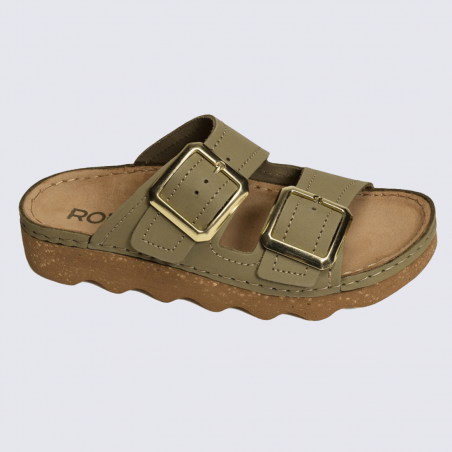 Mules Rohde, Mules double boucle femme en synthétique vert pesto Mules Rohde, Mules double boucle femme en synthétique vert pesto