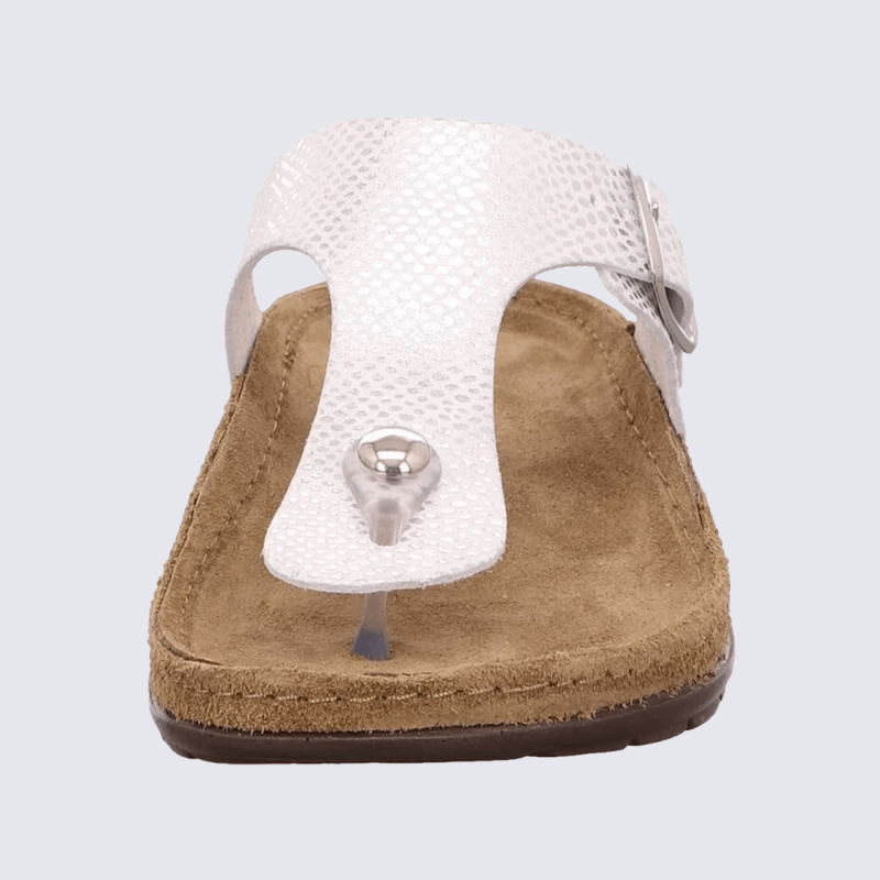 Sandales Rohde, Sandales élégantes tongs effet python semelle confort cuir blanc