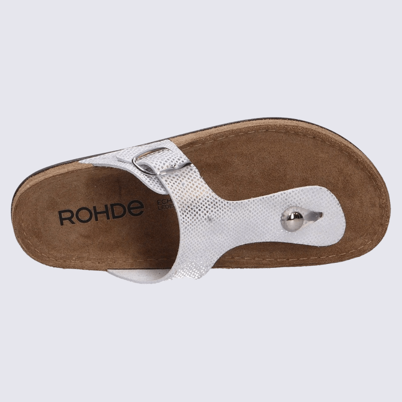 Sandales Rohde, Sandales élégantes tongs effet python semelle confort cuir blanc