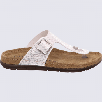 Sandales Rohde, Sandales élégantes tongs effet python semelle confort cuir blanc