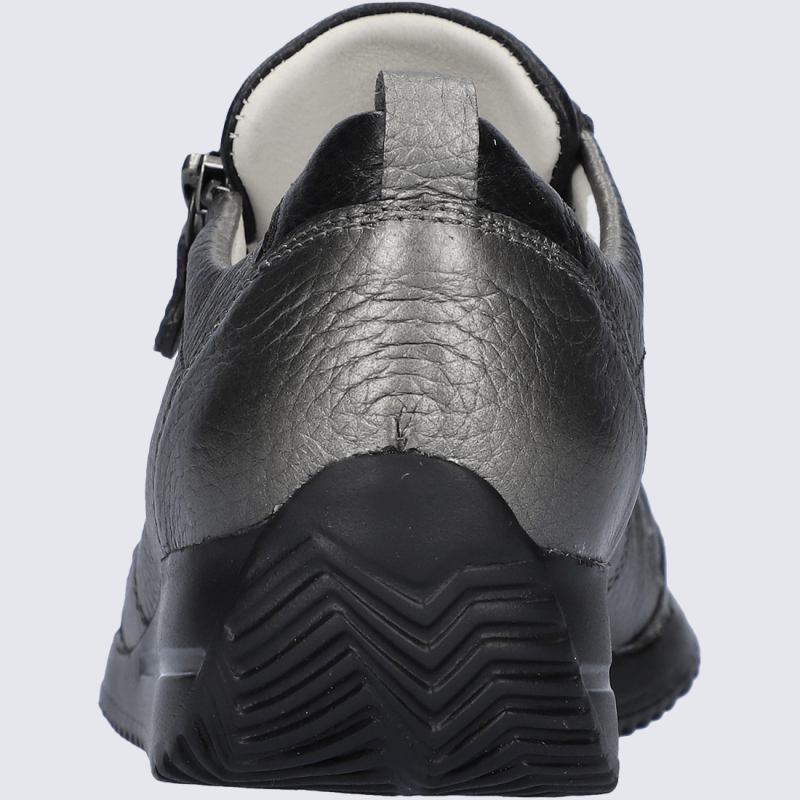 Baskets Waldläufer, sneakers confort femme en cuir de cerf noir