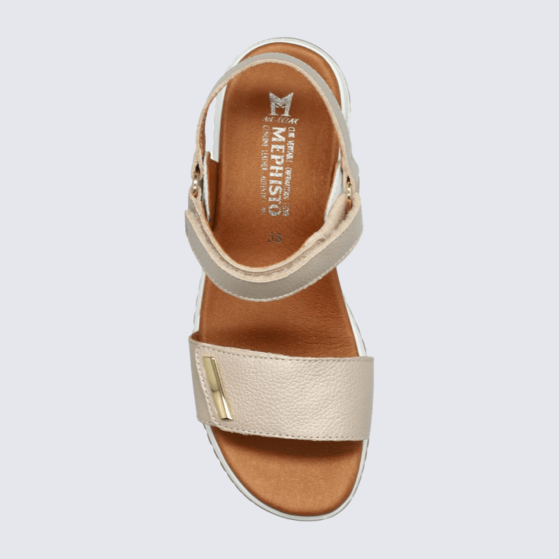 Sandales Mephisto, sandales à talons effet craquelé femme en cuir beige