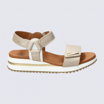 Sandales Mephisto, sandales à talons effet craquelé femme en cuir beige