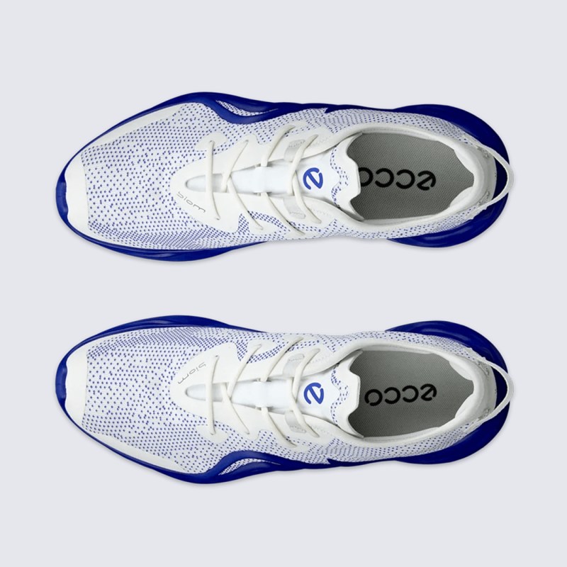 Baskets ECCO,  Baskets performance sportive homme en maille blanche et semelle bleue