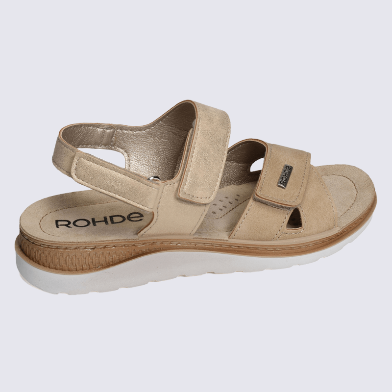 Sandales Rohde, Sandales à scratch confort femme en matières mixtes nature
