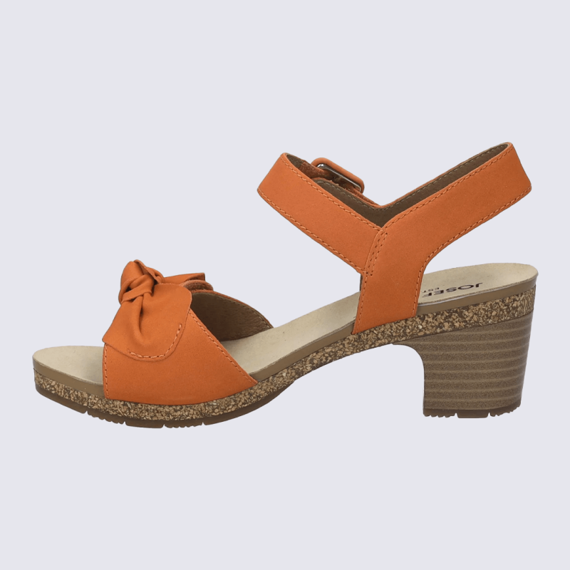 Mules Josef Seibel, mules à talon avec nœud décoratif femme cuir orange papaye