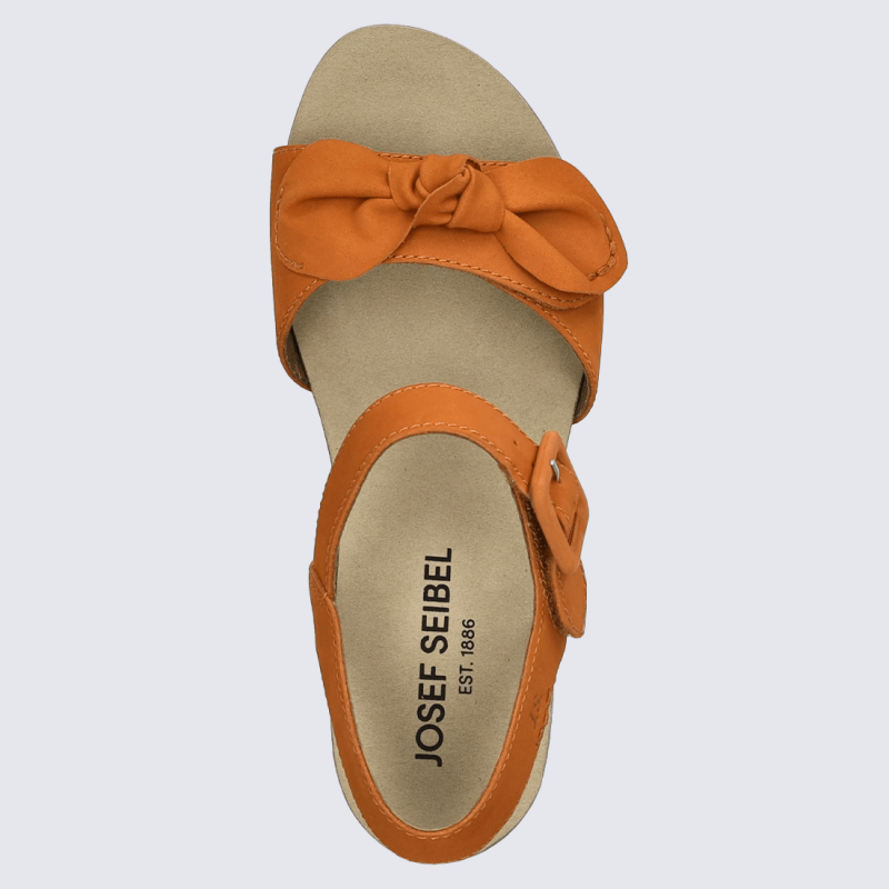 Mules Josef Seibel, mules à talon avec nœud décoratif femme cuir orange papaye