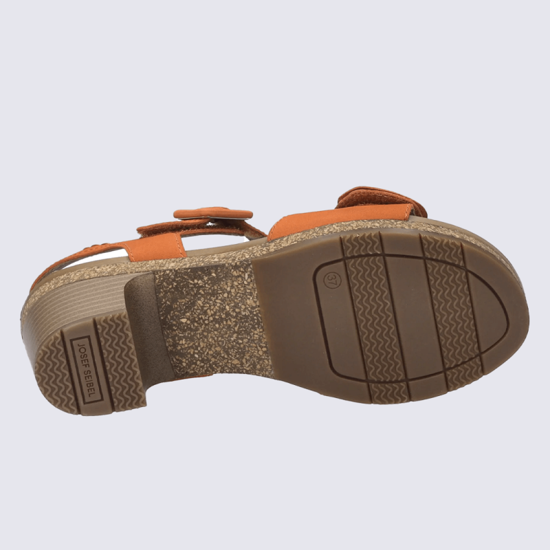 Mules Josef Seibel, mules à talon avec nœud décoratif femme cuir orange papaye