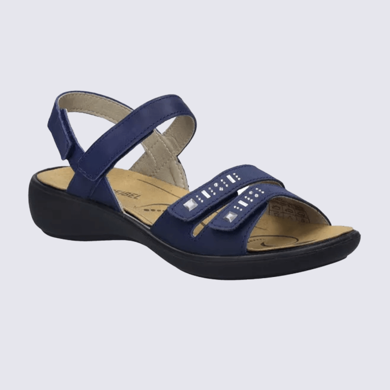 Nu-pieds Josef Seibel, nu-pieds confort et chic femme à velcro en cuir ocean