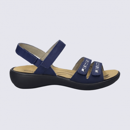 Nu-pieds Josef Seibel, nu-pieds femme à velcro en cuir ocean Nu-pieds Josef Seibel, nu-pieds femme à velcro en cuir ocean