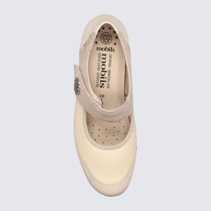 Ballerines Mobils, ballerines à talons chic femme en cuir sable clair