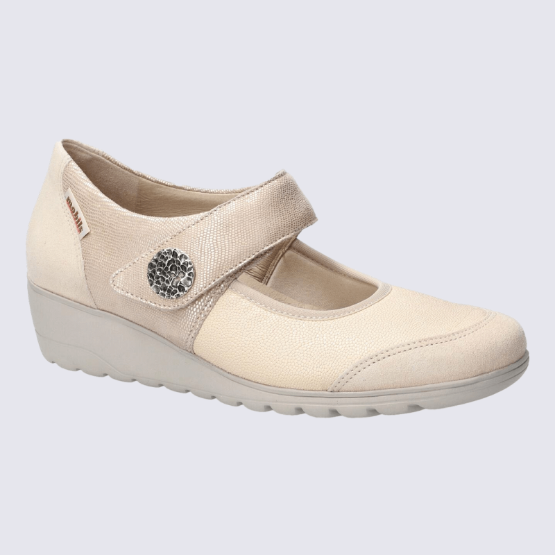 Ballerines Mobils, ballerines à talons chic femme en cuir sable clair