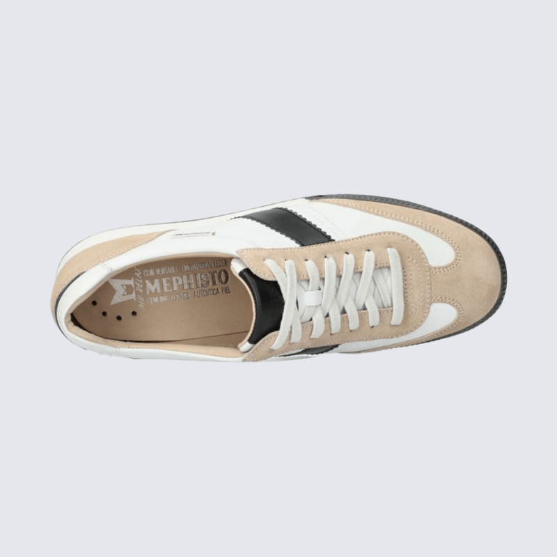 Sneakers Mephisto, Sneakers tendance à lacets semelle amovible femme cuir lisse beige