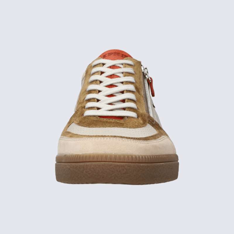 Sneakers Mephisto, Sneakers moderne et chic homme en cuir pleine fleur sable clair