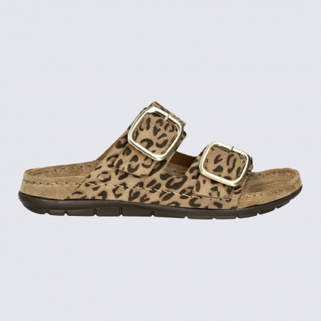 Mules Rohde, mules à boucles moderne femme en cuir nubuck imprimé léopard Mules Rohde, mules à boucles moderne femme en cuir nubuck imprimé léopard