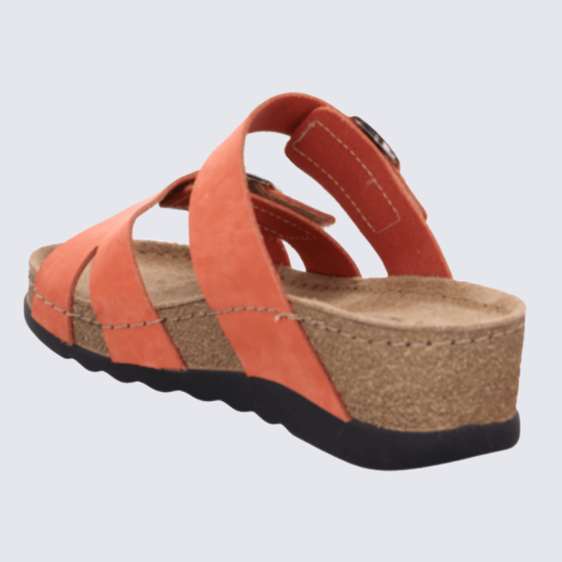 Mules Rohde, Mules brides réglables femme en cuir nubuck baiser