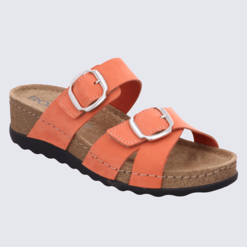 Mules Rohde, Mules brides réglables femme en cuir nubuck baiser