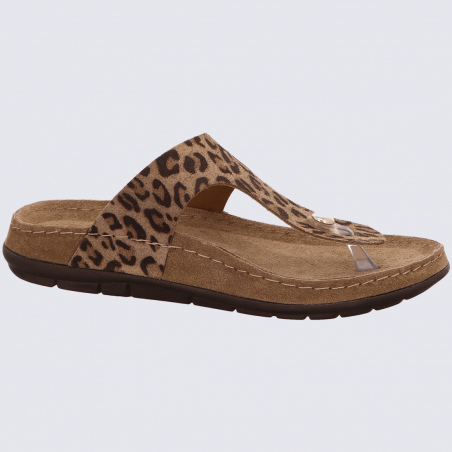Sandales Rohde, Sandales élégantes tongs semelle confort cuir nubbuck leopard Sandales Rohde, Sandales élégantes tongs semelle confort cuir nubbuck leopard