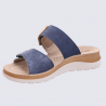 Mules Rohde, Mules brides ajustables femme en cuir velours bleu océan Mules Rohde, Mules brides ajustables femme en cuir velours bleu océan