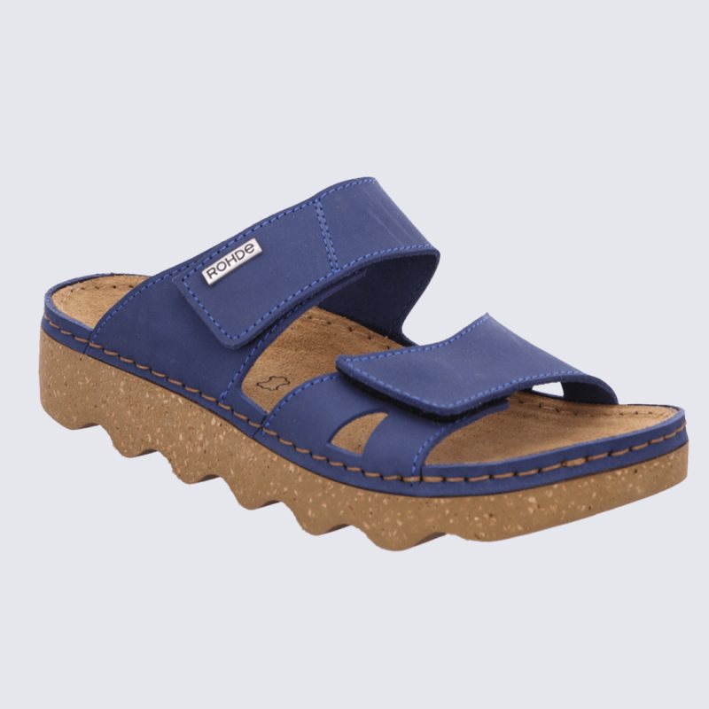 Mules Rohde, Mules moderne semelle crantée femme en cuir pétrole