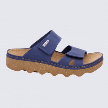 Mules Rohde, Mules moderne semelle crantée femme en cuir pétrole