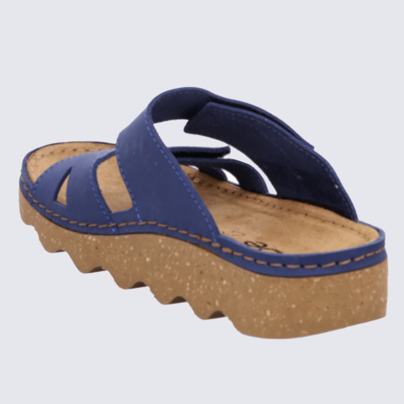 Mules Rohde, Mules moderne semelle crantée femme en cuir pétrole