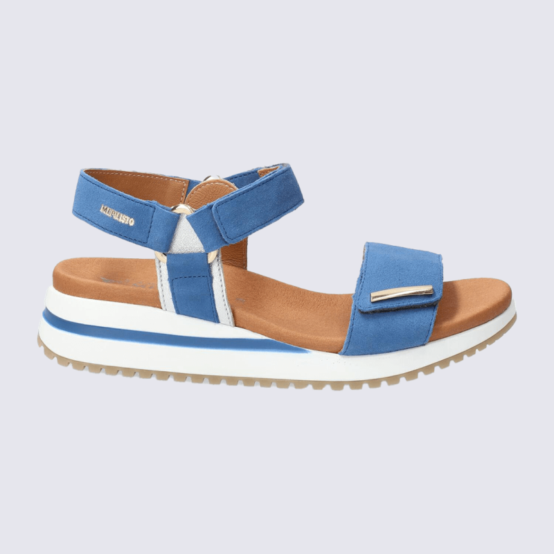 Sandales Mephisto, sandales à talons effet craquelé femme en cuir denim