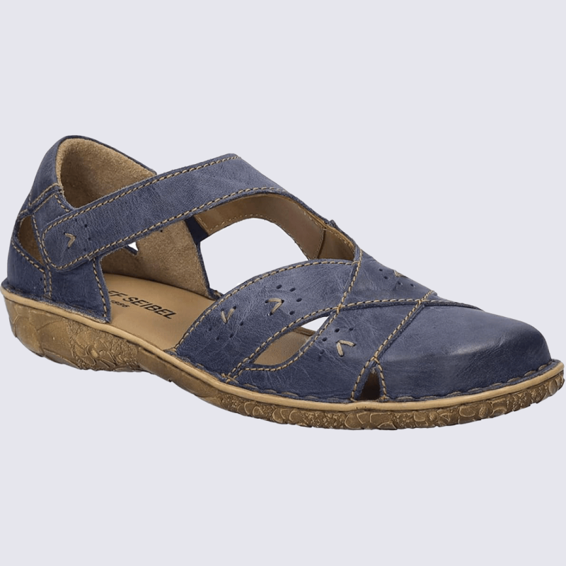 Sandales Josef Seibel, Sandales élégantes femme cuir perforé marine