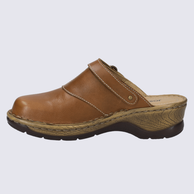 mules Josef Seibel, mules a bride décorative chic femme en cuir cognac