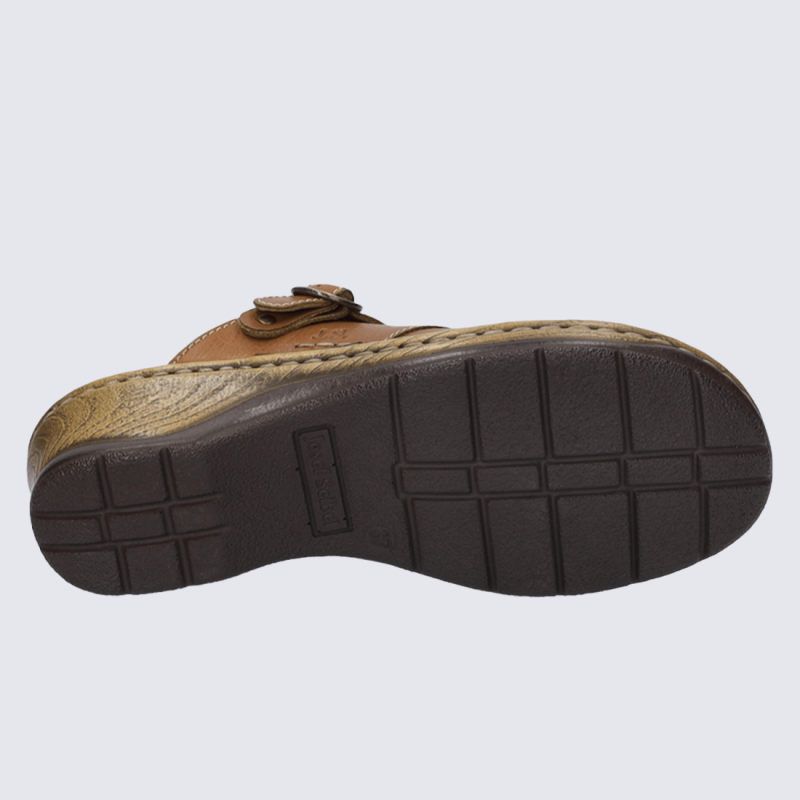 mules Josef Seibel, mules a bride décorative chic femme en cuir cognac