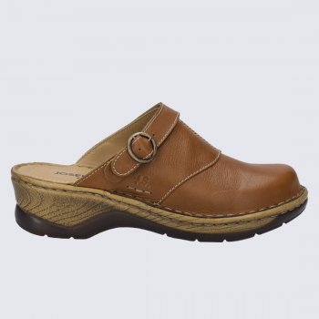 mules Josef Seibel, mules a bride décorative chic femme en cuir cognac