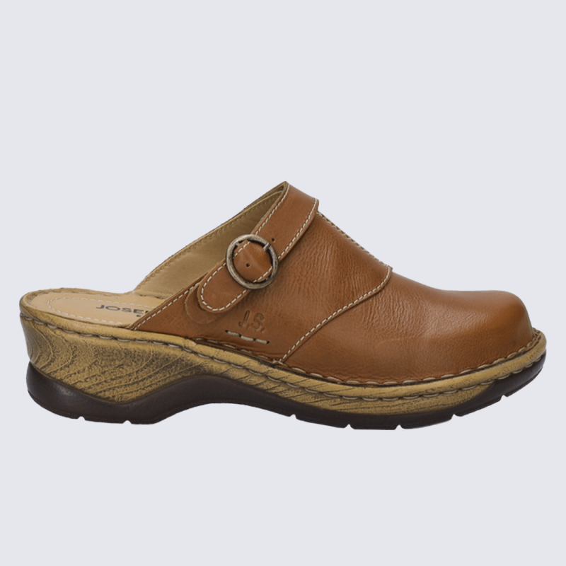 mules Josef Seibel, mules a bride décorative chic femme en cuir cognac