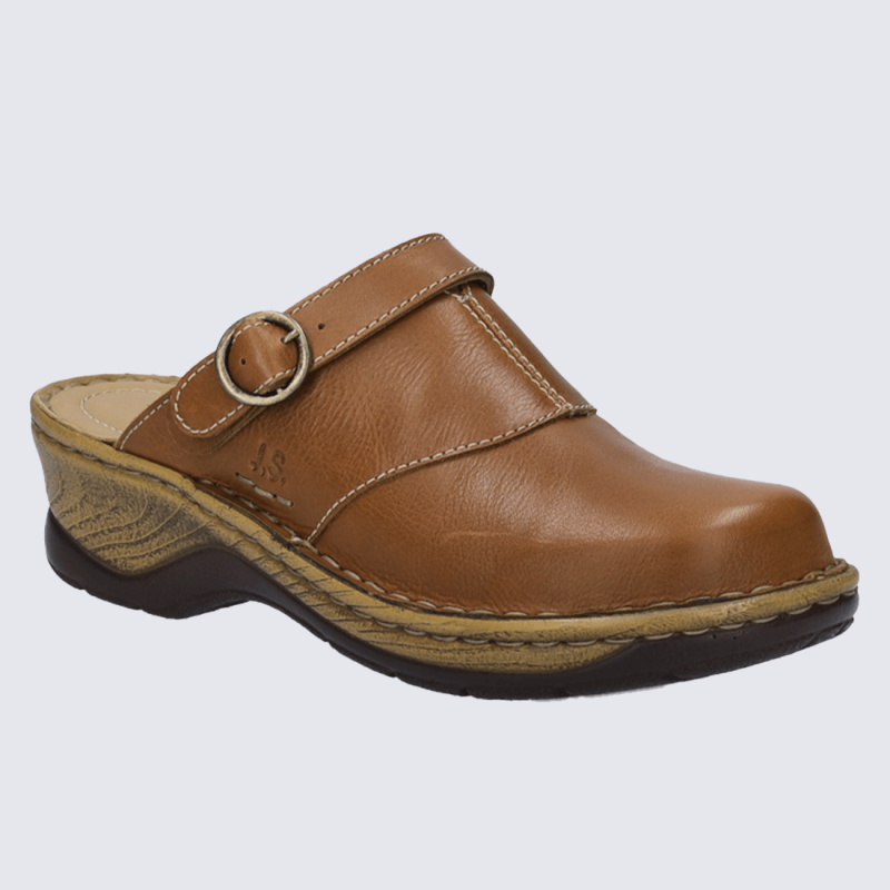 mules Josef Seibel, mules a bride décorative chic femme en cuir cognac