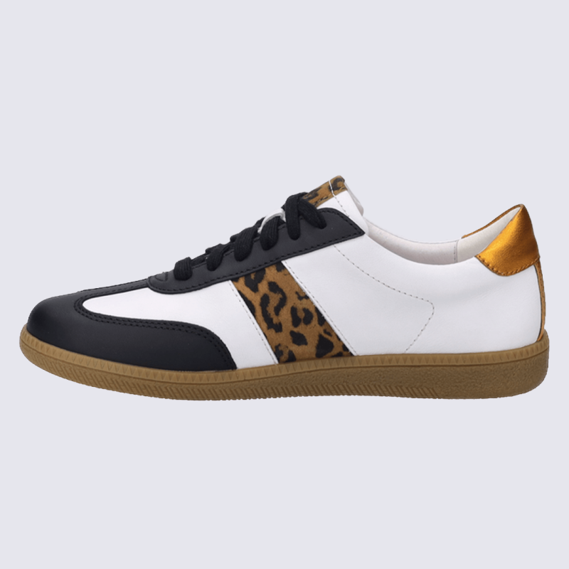 Chaussures Josef Seibel, Chaussures a la mode design léopard femmes en cuir noir multi