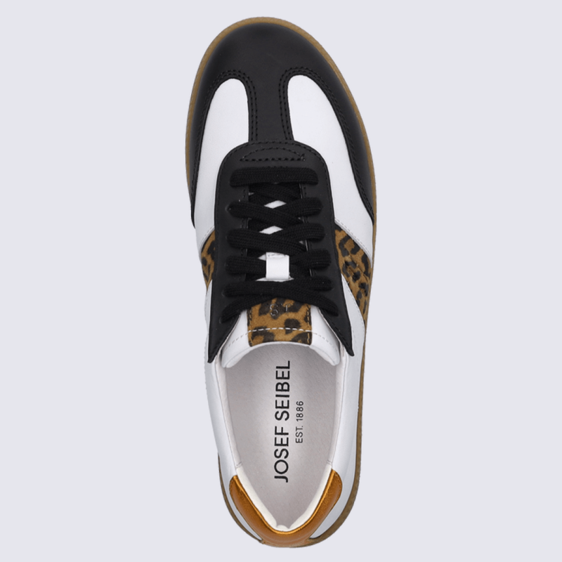 Chaussures Josef Seibel, Chaussures a la mode design léopard femmes en cuir noir multi