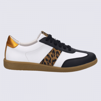 Chaussures Josef Seibel, Chaussures a la mode design léopard femmes en cuir noir multi