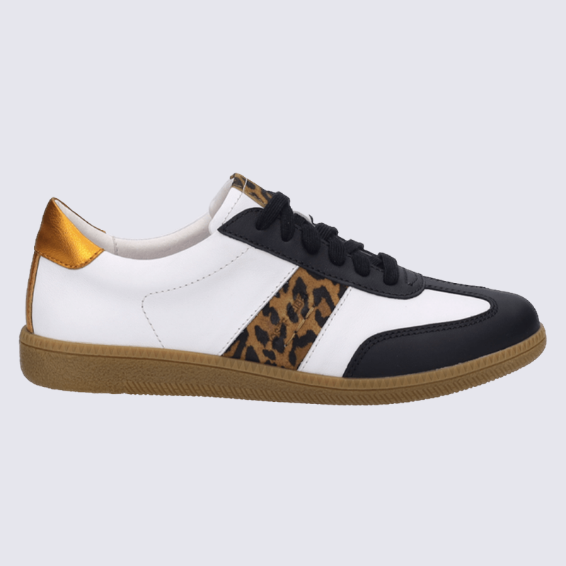 Chaussures Josef Seibel, Chaussures a la mode design léopard femmes en cuir noir multi