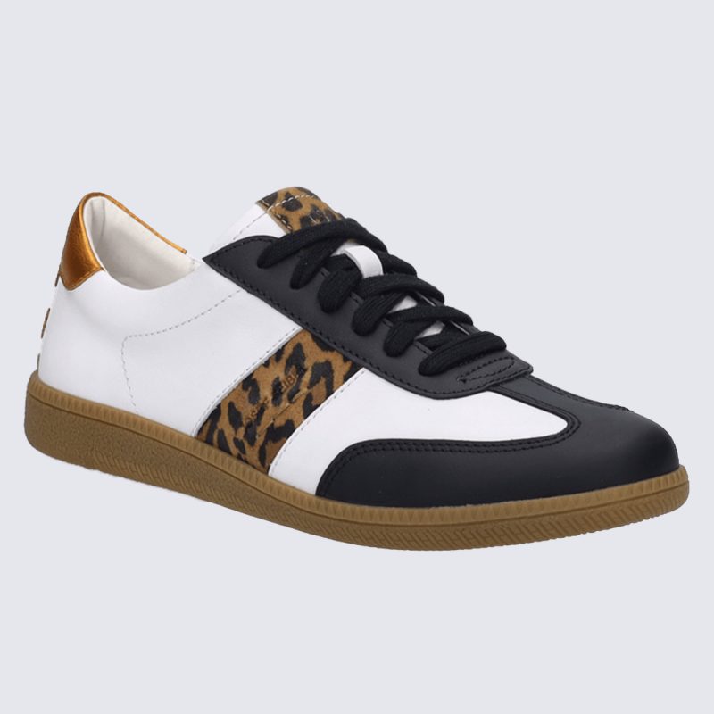 Chaussures Josef Seibel, Chaussures a la mode design léopard femmes en cuir noir multi